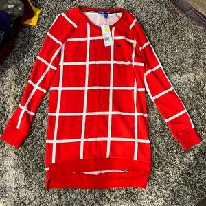 UNIQUE - one of a kind- Adidas Long Sleeve Red White Dress - brand new Sweater